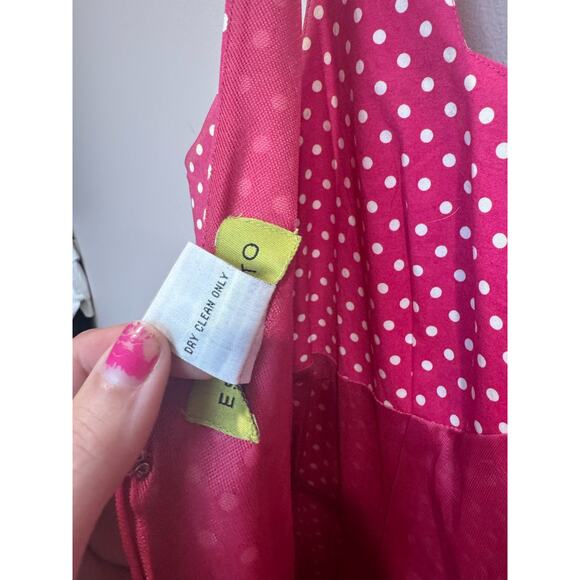 Esperanto Pink White Polka Dot Bubble Hem Dress Size 4 - Picture 7 of 8